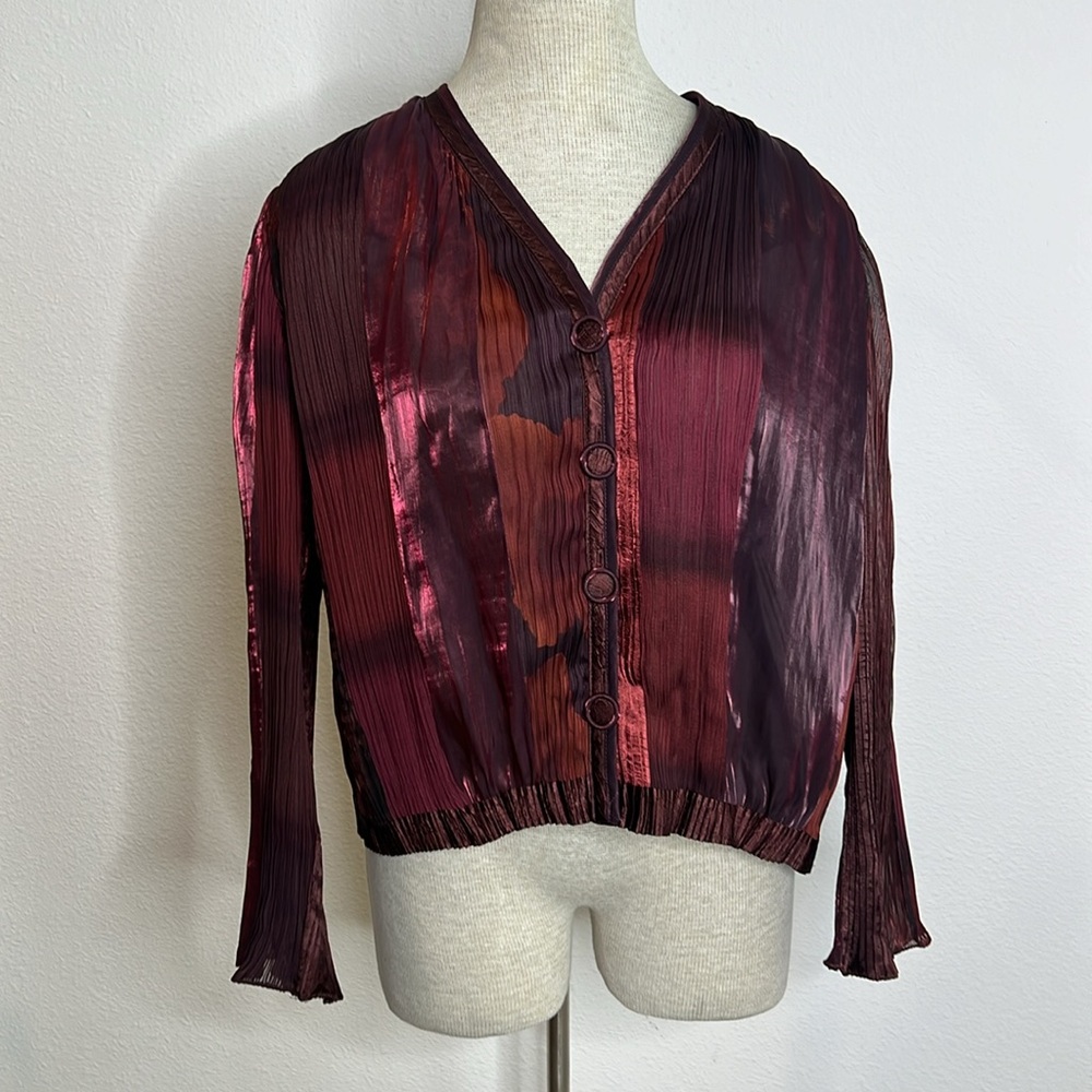 Jeanne Marc Collection Vintage Special Occasion V-Neck Holiday Blouse